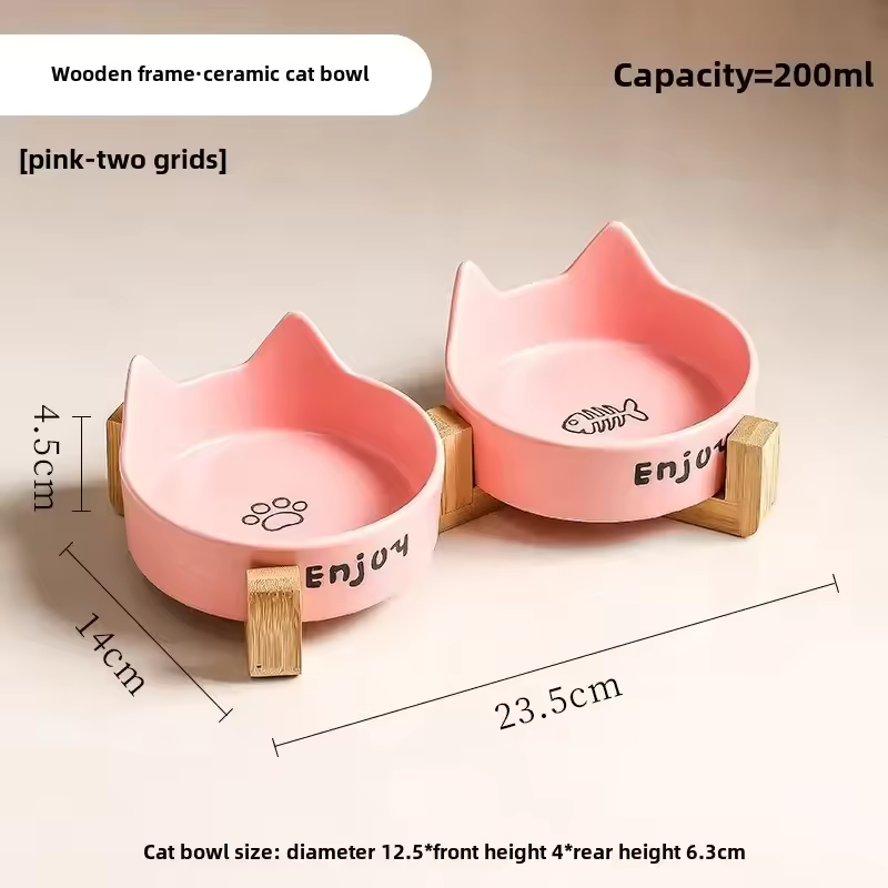 Ceramic Double Bowl Pet Feeder