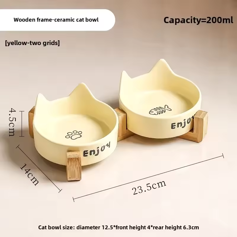 Ceramic Double Bowl Pet Feeder