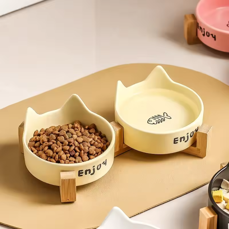 Ceramic Double Bowl Pet Feeder