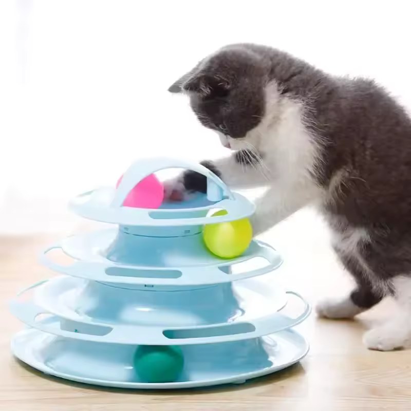 Interactive Tower Cat Toy Roller