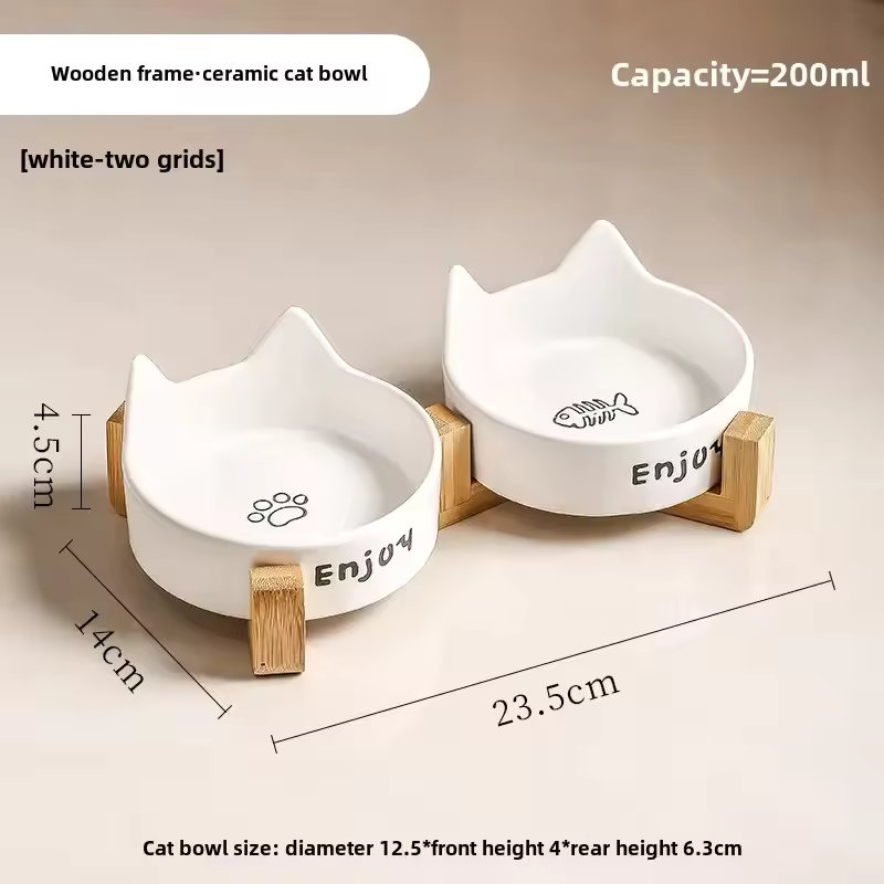 Ceramic Double Bowl Pet Feeder